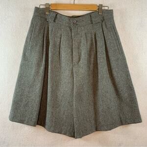 Vintage Womens Wool High Rise Skort Shorts Gray Academia English Countryside